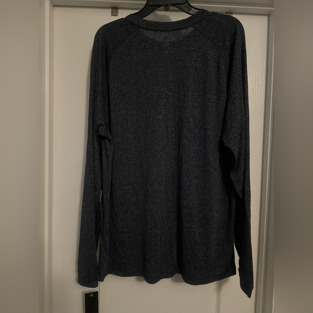 Adidas Heather Navy Long Sleeve Performance Tee - Picture 2 of 5